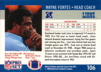 1990 Pro Set #106 Wayne Fontes Back