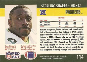 1990 Pro Set #114 Sterling Sharpe Back