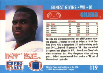 1990 Pro Set #119 Ernest Givins Back