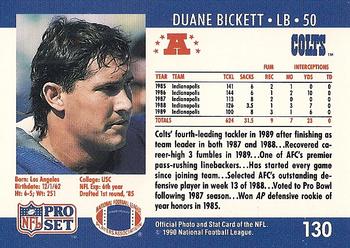 1990 Pro Set #130 Duane Bickett Back