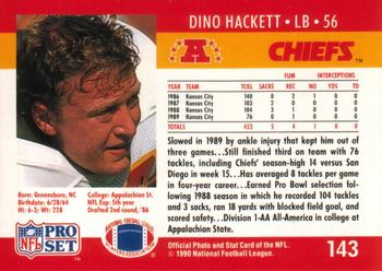 1990 Pro Set #143 Dino Hackett Back