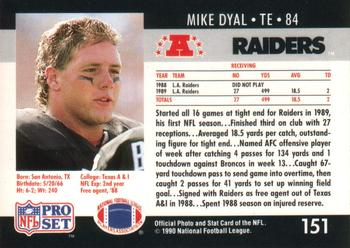 1990 Pro Set #151 Mike Dyal Back