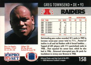 1990 Pro Set #158 Greg Townsend Back