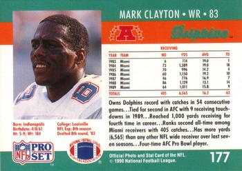 1990 Pro Set #177 Mark Clayton Back