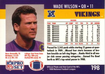 1990 Pro Set #198 Wade Wilson Back