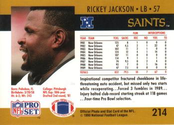 1990 Pro Set #214 Rickey Jackson Back