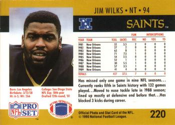 1990 Pro Set #220 Jim Wilks Back