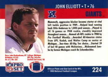 1990 Pro Set #224 John Elliott Back
