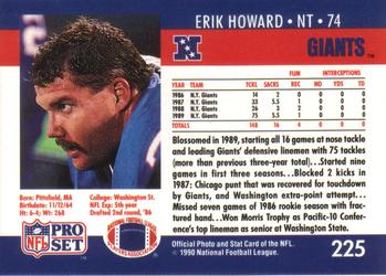 1990 Pro Set #225 Erik Howard Back