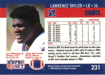 1990 Pro Set #231 Lawrence Taylor Back