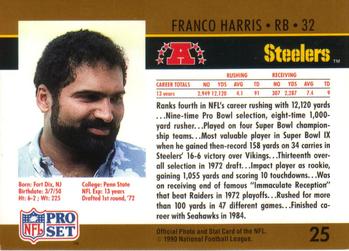 1990 Pro Set #25 Franco Harris Back