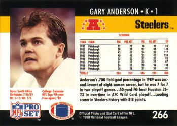 1990 Pro Set #266 Gary Anderson Back