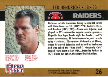 1990 Pro Set #26 Ted Hendricks Back