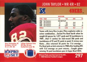 1990 Pro Set #297 John Taylor Back