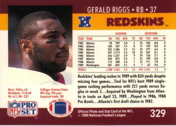1990 Pro Set #329 Gerald Riggs Back