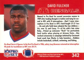 1990 Pro Set #342 David Fulcher Back