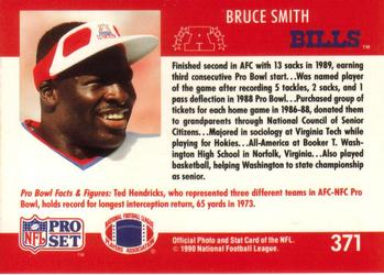 1990 Pro Set #371 Bruce Smith Back