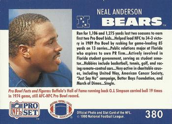 1990 Pro Set #380 Neal Anderson Back
