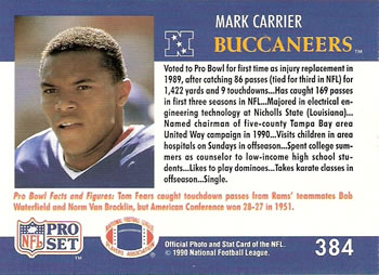 1990 Pro Set #384 Mark Carrier Back
