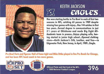 1990 Pro Set #396 Keith Jackson Back