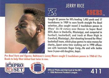 1990 Pro Set #411 Jerry Rice Back