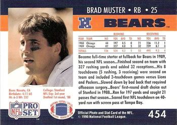 1990 Pro Set #454 Brad Muster Back