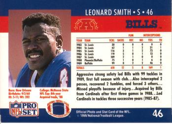 1990 Pro Set #46 Leonard Smith Back