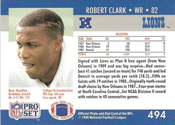 1990 Pro Set #494 Robert Clark Back