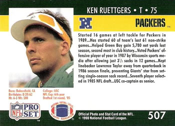 1990 Pro Set #507 Ken Ruettgers Back
