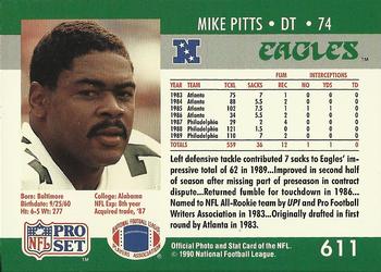 1990 Pro Set #611 Mike Pitts Back