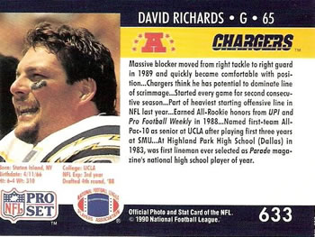 1990 Pro Set #633 David Richards Back