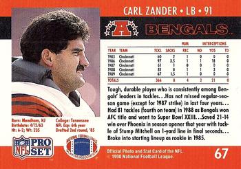 1990 Pro Set #67 Carl Zander Back