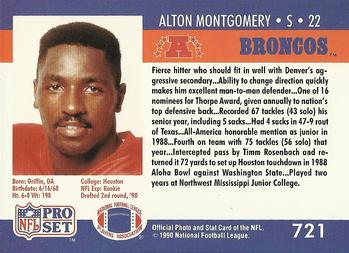 1990 Pro Set #721 Alton Montgomery Back