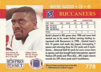 1990 Pro Set #778 Wayne Haddix Back