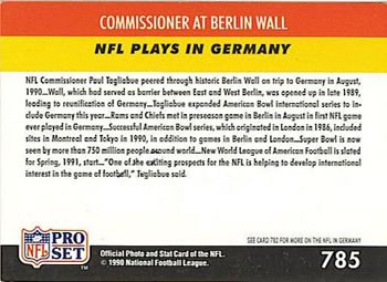 1990 Pro Set #785 Commissioner at Berlin Wall Back
