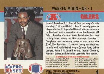 1990 Pro Set #4 Warren Moon Back