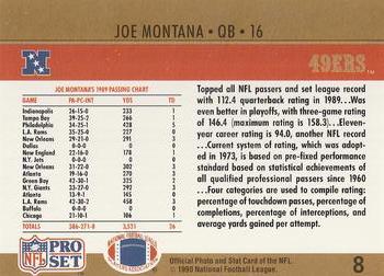1990 Pro Set #8 Joe Montana Back