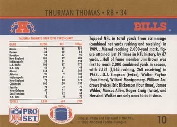 1990 Pro Set #10 Thurman Thomas Back