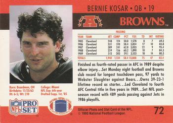1990 Pro Set #72 Bernie Kosar Back