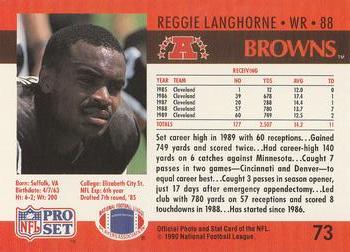 1990 Pro Set #73 Reggie Langhorne Back