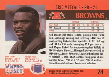 1990 Pro Set #74 Eric Metcalf Back