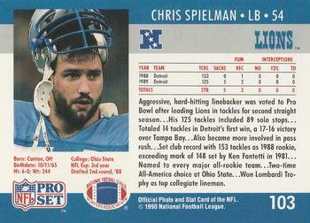 1990 Pro Set #103 Chris Spielman Back