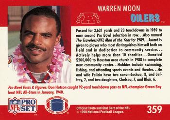 1990 Pro Set #359 Warren Moon Back