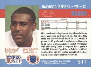 1990 Pro Set #511 Haywood Jeffires Back