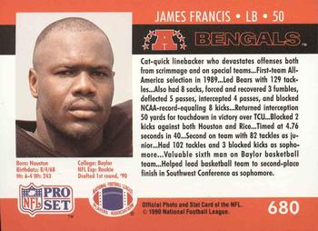1990 Pro Set #680 James Francis Back
