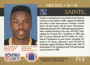 1990 Pro Set #713 Vince Buck Back
