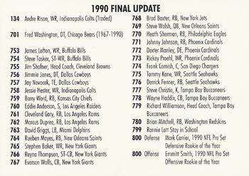 1990 Pro Set #NNO Final Update Checklist Front