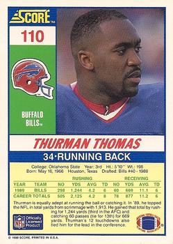1990 Score #110 Thurman Thomas Back