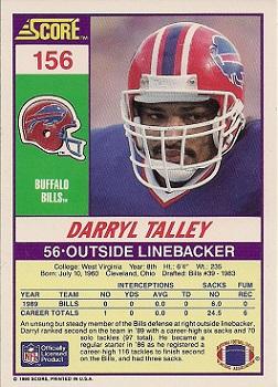 1990 Score #156 Darryl Talley Back