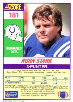1990 Score #181 Rohn Stark Back